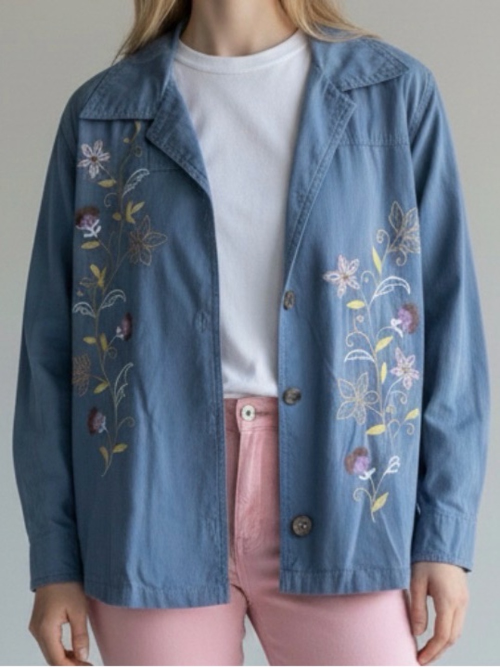 Vintage Sarah Bentley Floral Embroidered Shacket
